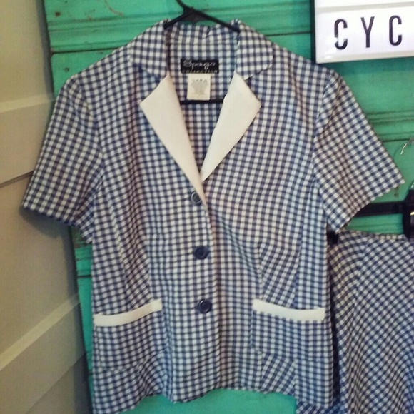 🌙Vintage 2-piece Seersucker Skirt Suit - Picture 7 of 11